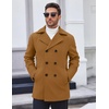 image:imageCOOFANDY Mens Double Breasted Pea Coat Winter Overcoat Short Trench Coat Notched CollarLight Brown