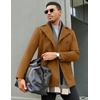 image:imageCOOFANDY Mens Double Breasted Pea Coat Winter Overcoat Short Trench Coat Notched CollarLight Brown