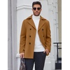 image:imageCOOFANDY Mens Double Breasted Pea Coat Winter Overcoat Short Trench Coat Notched CollarLight Brown