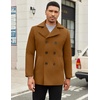 image:imageCOOFANDY Mens Double Breasted Pea Coat Winter Overcoat Short Trench Coat Notched CollarLight Brown