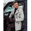 image:imageCOOFANDY Mens Double Breasted Pea Coat Winter Overcoat Short Trench Coat Notched CollarLight Grey