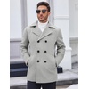 image:imageCOOFANDY Mens Double Breasted Pea Coat Winter Overcoat Short Trench Coat Notched CollarLight Grey
