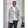 image:imageCOOFANDY Mens Double Breasted Pea Coat Winter Overcoat Short Trench Coat Notched CollarLight Grey