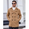 image:imageCOOFANDY Mens Double Breasted Pea Coat Winter Overcoat Short Trench Coat Notched CollarLight Tan