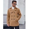 image:imageCOOFANDY Mens Double Breasted Pea Coat Winter Overcoat Short Trench Coat Notched CollarLight Tan