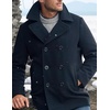 image:imageCOOFANDY Mens Double Breasted Pea Coat Winter Overcoat Short Trench Coat Notched CollarNavy Blue