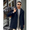 image:imageCOOFANDY Mens Double Breasted Pea Coat Winter Overcoat Short Trench Coat Notched CollarNavy Blue