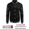 image:imageCOOFANDY Mens Fashion Varsity Jackets Leather Sleeve Slim Fit College Baseball Letterman Bomber CoatBlack