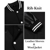 image:imageCOOFANDY Mens Fashion Varsity Jackets Leather Sleeve Slim Fit College Baseball Letterman Bomber CoatBlack