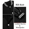 image:imageCOOFANDY Mens Fashion Varsity Jackets Leather Sleeve Slim Fit College Baseball Letterman Bomber CoatBlack Jgr