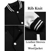 image:imageCOOFANDY Mens Fashion Varsity Jackets Leather Sleeve Slim Fit College Baseball Letterman Bomber CoatBlackwhite Sleeve
