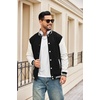 image:imageCOOFANDY Mens Fashion Varsity Jackets Leather Sleeve Slim Fit College Baseball Letterman Bomber CoatBlackwhite Sleeve