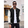 image:imageCOOFANDY Mens Fashion Varsity Jackets Leather Sleeve Slim Fit College Baseball Letterman Bomber CoatBlackwhite Sleeve