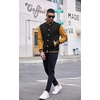 image:imageCOOFANDY Mens Fashion Varsity Jackets Leather Sleeve Slim Fit College Baseball Letterman Bomber CoatBlackyellow