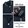 image:imageCOOFANDY Mens Fashion Varsity Jackets Leather Sleeve Slim Fit College Baseball Letterman Bomber CoatNavygrey