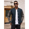 image:imageCOOFANDY Mens Fashion Varsity Jackets Leather Sleeve Slim Fit College Baseball Letterman Bomber CoatNavygrey