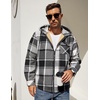 image:imageCOOFANDY Mens Flannel Fleece Jacket Sherpa Lined Shirt Jacket Plaid Zip Up Hoodie Soft Warm Coat with HoodAblack Block