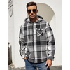image:imageCOOFANDY Mens Flannel Fleece Jacket Sherpa Lined Shirt Jacket Plaid Zip Up Hoodie Soft Warm Coat with HoodAblack Block