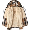 image:imageCOOFANDY Mens Flannel Fleece Jacket Sherpa Lined Shirt Jacket Plaid Zip Up Hoodie Soft Warm Coat with HoodAbrown Block
