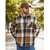 image:imageCOOFANDY Mens Flannel Fleece Jacket Sherpa Lined Shirt Jacket Plaid Zip Up Hoodie Soft Warm Coat with HoodAbrown Block