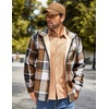 image:imageCOOFANDY Mens Flannel Fleece Jacket Sherpa Lined Shirt Jacket Plaid Zip Up Hoodie Soft Warm Coat with HoodAbrown Block