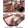 image:imageCOOFANDY Mens Flannel Fleece Jacket Sherpa Lined Shirt Jacket Plaid Zip Up Hoodie Soft Warm Coat with HoodAorange Block