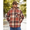 image:imageCOOFANDY Mens Flannel Fleece Jacket Sherpa Lined Shirt Jacket Plaid Zip Up Hoodie Soft Warm Coat with HoodAorange Block