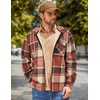 image:imageCOOFANDY Mens Flannel Fleece Jacket Sherpa Lined Shirt Jacket Plaid Zip Up Hoodie Soft Warm Coat with HoodAorange Block