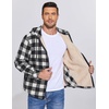image:imageCOOFANDY Mens Flannel Fleece Jacket Sherpa Lined Shirt Jacket Plaid Zip Up Hoodie Soft Warm Coat with HoodBblack Plaid