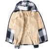 image:imageCOOFANDY Mens Flannel Fleece Jacket Sherpa Lined Shirt Jacket Plaid Zip Up Hoodie Soft Warm Coat with HoodCblue Block