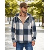 image:imageCOOFANDY Mens Flannel Fleece Jacket Sherpa Lined Shirt Jacket Plaid Zip Up Hoodie Soft Warm Coat with HoodCblue Block