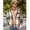 image:imageCOOFANDY Mens Flannel Fleece Jacket Sherpa Lined Shirt Jacket Plaid Zip Up Hoodie Soft Warm Coat with HoodCkhaki Block