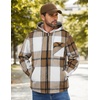 image:imageCOOFANDY Mens Flannel Fleece Jacket Sherpa Lined Shirt Jacket Plaid Zip Up Hoodie Soft Warm Coat with HoodCkhaki Block