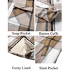image:imageCOOFANDY Mens Flannel Fleece Jacket Sherpa Lined Shirt Jacket Plaid Zip Up Hoodie Soft Warm Coat with HoodCkhaki Block