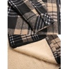 image:imageCOOFANDY Mens Flannel Fleece Jacket Sherpa Lined Shirt Jacket Plaid Zip Up Hoodie Soft Warm Coat with HoodDkhaki Line