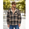 image:imageCOOFANDY Mens Flannel Fleece Jacket Sherpa Lined Shirt Jacket Plaid Zip Up Hoodie Soft Warm Coat with HoodDkhaki Line
