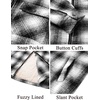image:imageCOOFANDY Mens Flannel Fleece Jacket Sherpa Lined Shirt Jacket Plaid Zip Up Hoodie Soft Warm Coat with HoodGblack White Line
