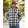 image:imageCOOFANDY Mens Flannel Fleece Jacket Sherpa Lined Shirt Jacket Plaid Zip Up Hoodie Soft Warm Coat with HoodGblack White Line