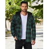 image:imageCOOFANDY Mens Flannel Shirt Jacket Warm Quilted Lined Hooded Long Sleeve Plaid Shirt JacketsBlack  Green Plaid