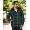 image:imageCOOFANDY Mens Flannel Shirt Jacket Warm Quilted Lined Hooded Long Sleeve Plaid Shirt JacketsBlack  Green Plaid
