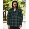 image:imageCOOFANDY Mens Flannel Shirt Jacket Warm Quilted Lined Hooded Long Sleeve Plaid Shirt JacketsBlack  Green Plaid