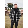 image:imageCOOFANDY Mens Flannel Shirt Jacket Warm Quilted Lined Hooded Long Sleeve Plaid Shirt JacketsBlack  Grey Plaid