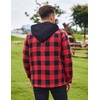 image:imageCOOFANDY Mens Flannel Shirt Jacket Warm Quilted Lined Hooded Long Sleeve Plaid Shirt JacketsBlack  Red Plaid
