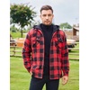 image:imageCOOFANDY Mens Flannel Shirt Jacket Warm Quilted Lined Hooded Long Sleeve Plaid Shirt JacketsBlack  Red Plaid