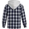 image:imageCOOFANDY Mens Flannel Shirt Jacket Warm Quilted Lined Hooded Long Sleeve Plaid Shirt JacketsBlack  White Blue Plaid