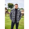 image:imageCOOFANDY Mens Flannel Shirt Jacket Warm Quilted Lined Hooded Long Sleeve Plaid Shirt JacketsBlack  White Blue Plaid