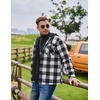image:imageCOOFANDY Mens Flannel Shirt Jacket Warm Quilted Lined Hooded Long Sleeve Plaid Shirt JacketsBlack  White Plaid