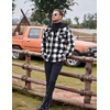 image:imageCOOFANDY Mens Flannel Shirt Jacket Warm Quilted Lined Hooded Long Sleeve Plaid Shirt JacketsBlack  White Plaid