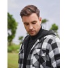 image:imageCOOFANDY Mens Flannel Shirt Jacket Warm Quilted Lined Hooded Long Sleeve Plaid Shirt JacketsBlack  White Plaid