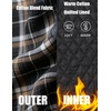 image:imageCOOFANDY Mens Flannel Shirt Jacket Warm Quilted Lined Hooded Long Sleeve Plaid Shirt JacketsBlack Khaki Plaid